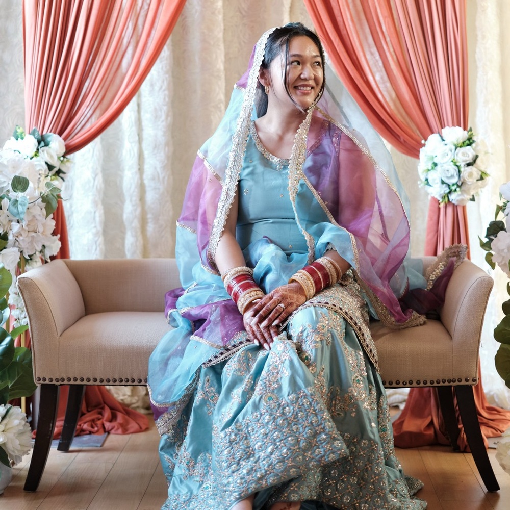 Light Blue embroidered gharara suit